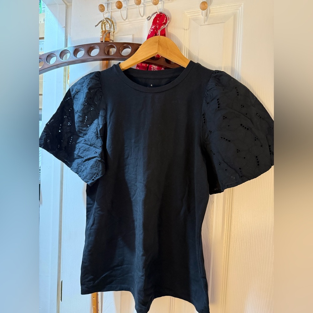a new day Black Puff Sleeve Tee